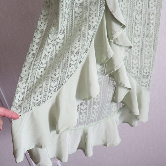 NWT FOR LOVE & LEMONS MINT GREEN LOVEBIRD LACE MIDI DRESS FAIRYCORE - Picture 8 of 15